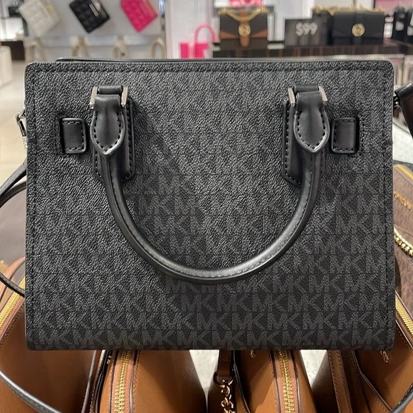 Michael Kors Hamilton Small Signature Logo Satchel Crossbody Bag
Black /Silver - Picture 8 of 16